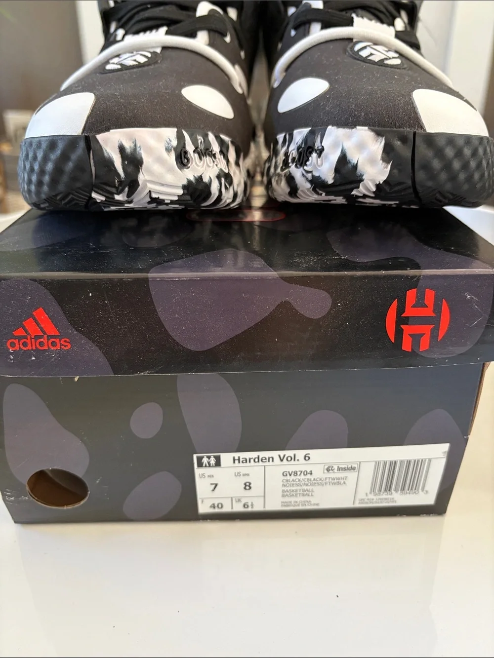NIB Adidas Harden Vol. 6 Oreo Black White Sneaker GV8704 Size Men’s 7